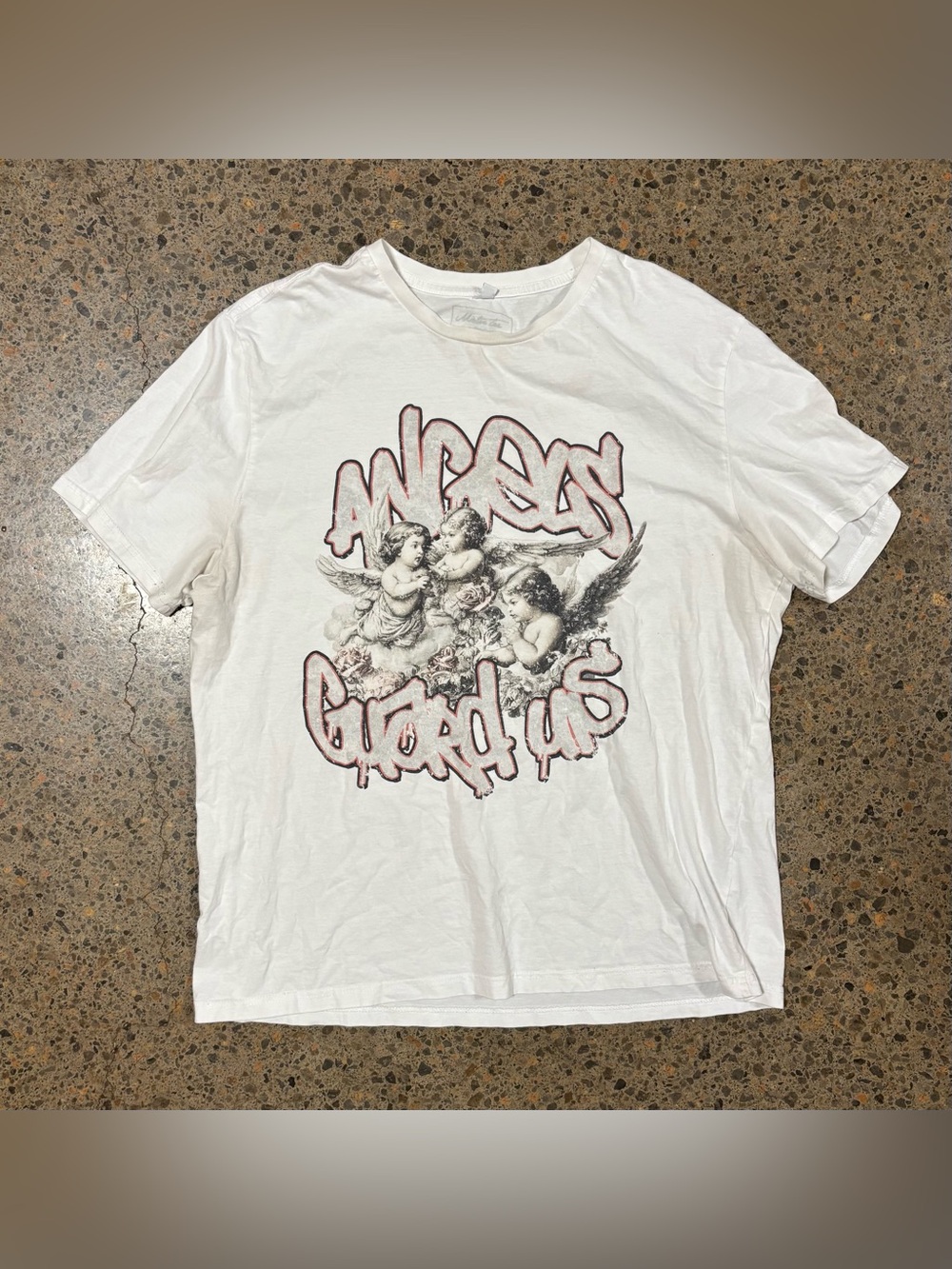 Mister Tee Angels Graphic T Shirt Tee (XXL) Trendy, 2XL, White, Black, Gray